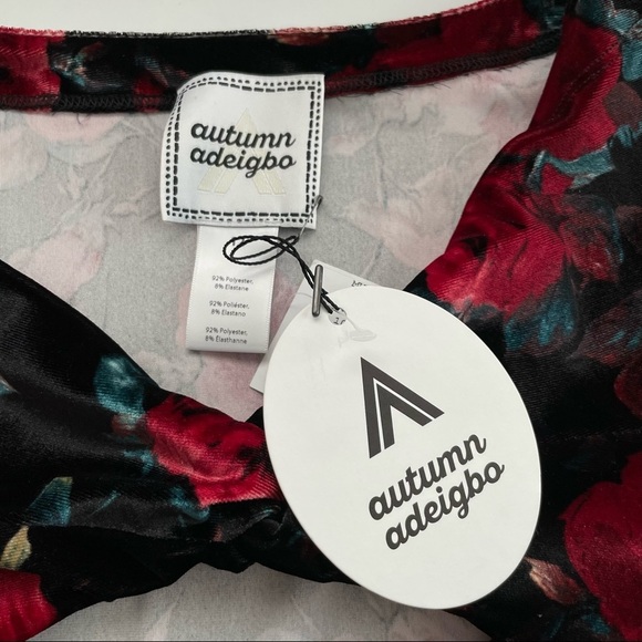 Autumn Adeigbo Rowenna Cutout Blouse velvet floral long sleeve crop 12 - Picture 9 of 10